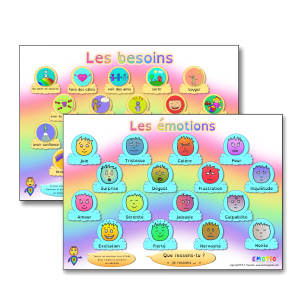 Lot de 2 affiches des émotions et des besoins EMOTIO